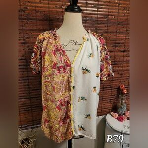 🎀🎀🎀BOGOHO 🎀🎀🎀Floral and Paisley Patchwork Blouse-Large